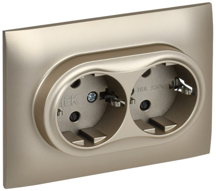 Розетка двухместная с заземлением в сборе IEK SK-R24-16-K37-F 1157179