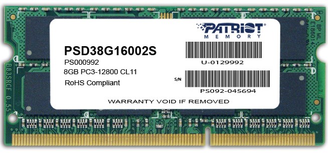 Модуль памяти SODIMM DDR3 8GB Patriot Memory PSD38G16002S 455926
