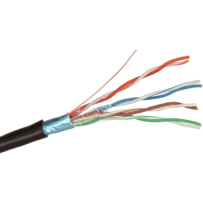 Кабель витая пара F/UTP 5e кат. 4 пары Exegate FUTP4-C5e-CU-S24-OUT-PE-BK-305 803549