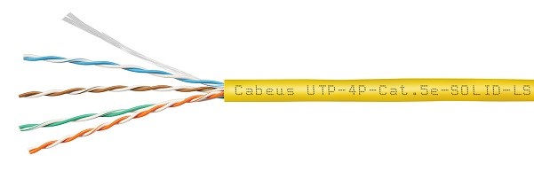 Кабель витая пара U/UTP 5e кат. 4 пары Cabeus UTP-4P-Cat.5e-SOLID-LSZH-YL 728728