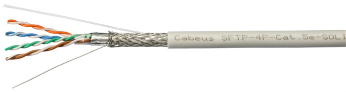 Кабель витая пара S/FTP 5e кат. 4 пары Cabeus SFTP-4P-Cat.5e-SOLID-GY 515544