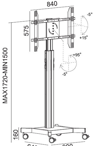 Стойка мобильная 2MVESA MediaPro 120 882570