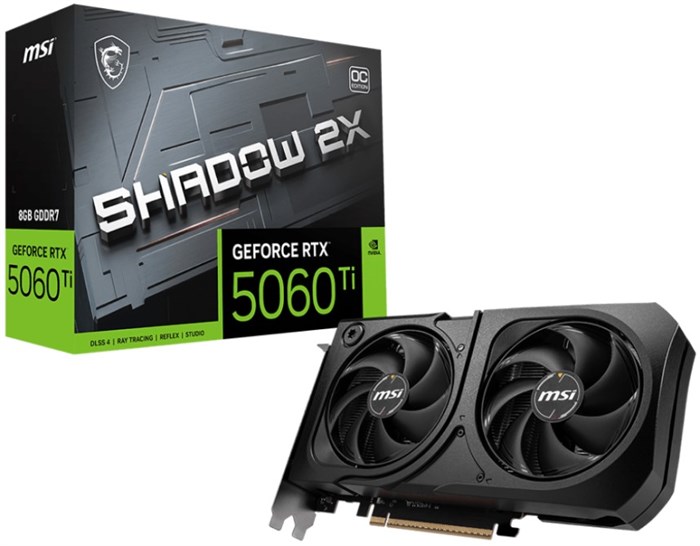 Видеокарта MSI GeForce RTX 5060 TI SHADOW 2X OC PLUS (RTX 5060 Ti 8G SHADOW 2X OC PLUS) 1213982