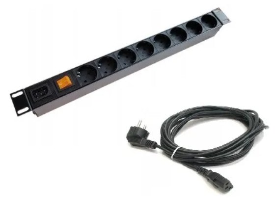 Блок розеток  QTECH QS-PDU-1U-16А-8Schuko-1C20 1092760