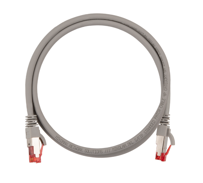 Кабель патч-корд S/FTP 6А кат. 1м NikoMax NMC-PC4SA55B-010-SL-C-GY 1107013