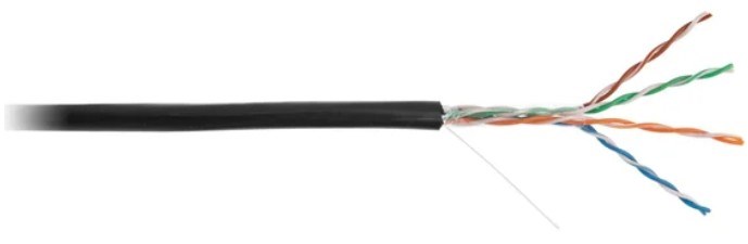 Кабель витая пара U/UTP 5e кат. 4 пары Netlan CCA-UU004-5E-PE-BK 1230620