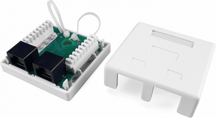 Розетка  Hyperline SB1-2-8P8C-C6-WH 917474
