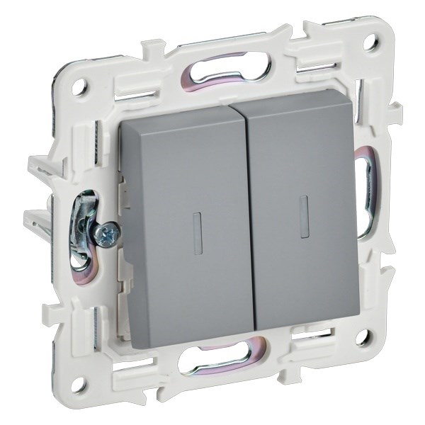 Выключатель двухклавишный с подсветкой  IEK SK-V20-1-10-K03 1157305