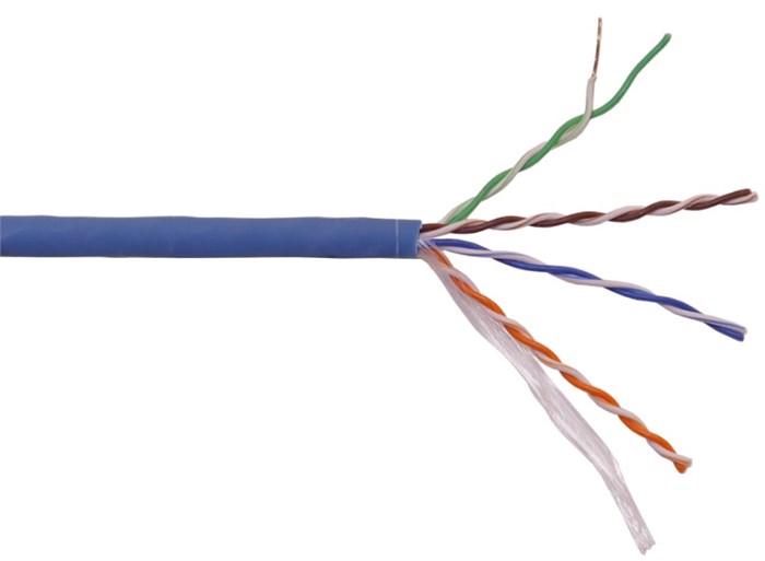 Кабель витая пара U/UTP 5 кат. 4 пары Lanmaster LAN-5EUTP-HFLT-BL 1141496