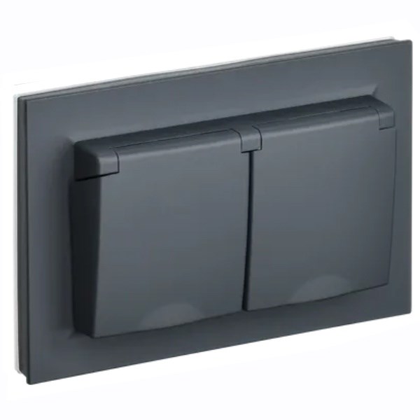 Розетка двухместная с заземлением в сборе IEK BR-R26-16-44-K53-F 1157018