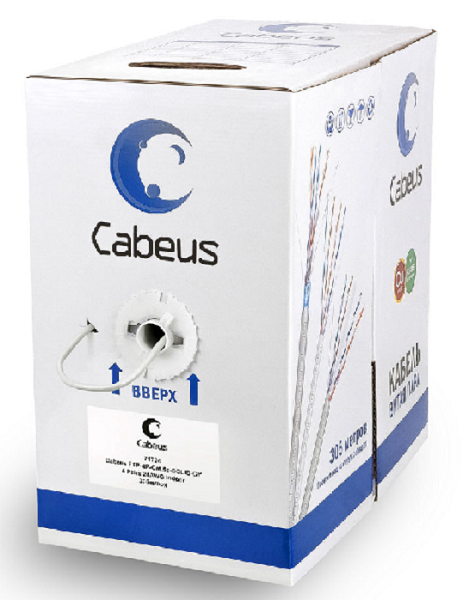 Кабель витая пара F/UTP 5e кат. 4 пары Cabeus FTP-4P-Cat.5e-SOLID-LSZH-GY 800961