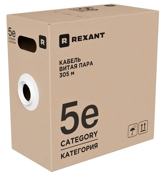 Кабель витая пара F/UTP 5e кат. 4 пары Rexant 02-0027-R 1218517