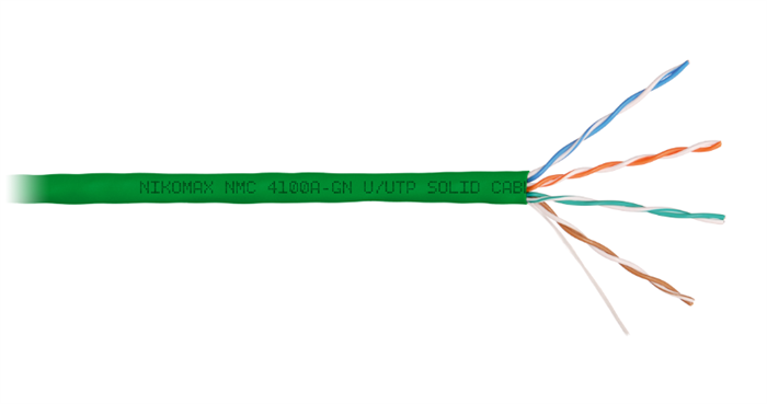 Кабель витая пара U/UTP 5e кат. 4 пары NikoMax NMC 4100A-GN 1093645