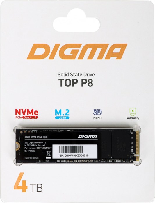 Накопитель SSD M.2 2280 Digma DGST4004TP83T 4000 ГБ 1048445