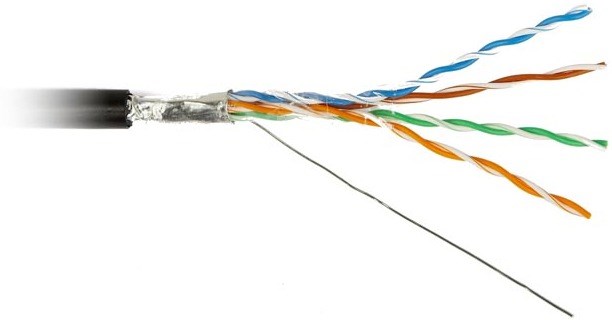 Кабель витая пара F/UTP 5e кат. 4 пары Hyperline FUTP4R-C5E-S24-OUT-PE-BK-500 1181638