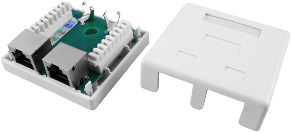 Розетка  Hyperline SB1-2-8P8C-C5e-SH-WH 753603