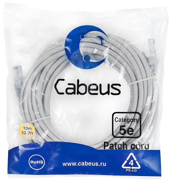 Кабель патч-корд U/UTP 5e кат. 10м Cabeus PC-UTP-RJ45-Cat.5e-10m 513275