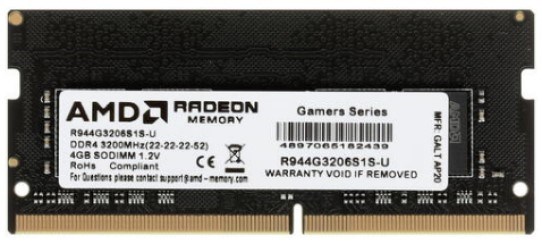 Модуль памяти SODIMM DDR4 4GB AMD R944G3206S1S-UO 842972