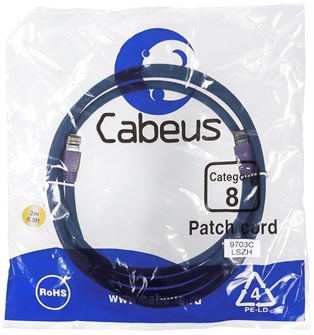 Кабель патч-корд SSTP 8 кат. 2м Cabeus PC-SSTP-RJ45-Cat.8-2m-LSZH 728386