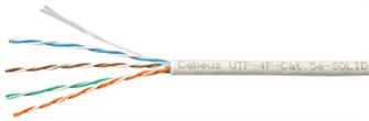 Кабель витая пара U/UTP 5e кат. 4 пары Cabeus UTP-4P-Cat.5e-SOLID-LSZH-GY-LIGHT-100 1037332