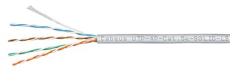 Кабель витая пара U/UTP 5e кат. 4 пары Cabeus UTP-4P-Cat.5e-SOLID-LSZH-GY-100 1037328