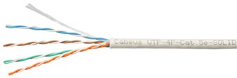 Кабель витая пара U/UTP 5e кат. 4 пары Cabeus UTP-4P-Cat.5e-SOLID-LSLTx-GY-100 1037323