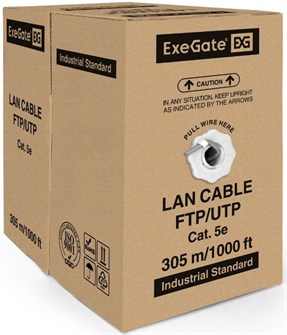 Кабель витая пара U/UTP 5e кат. 4 пары Exegate UTP4-C5e-CU-S25-IN-PVC-GY-305 998868