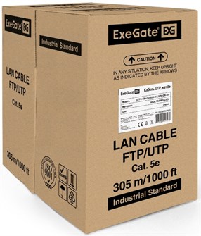 Кабель витая пара U/UTP 5e кат. 4 пары Exegate UTP4-C5e-CU-S25-IN-LSZH-GR-305 998869