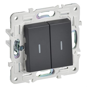 Выключатель двухклавишный с подсветкой  IEK SK-V20-1-10-K48 1157125