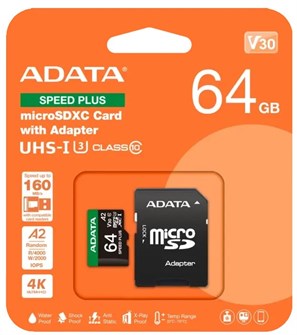 Карта памяти MicroSDXC 64GB ADATA UD64GUI3V30A2SP-RA1 1138398